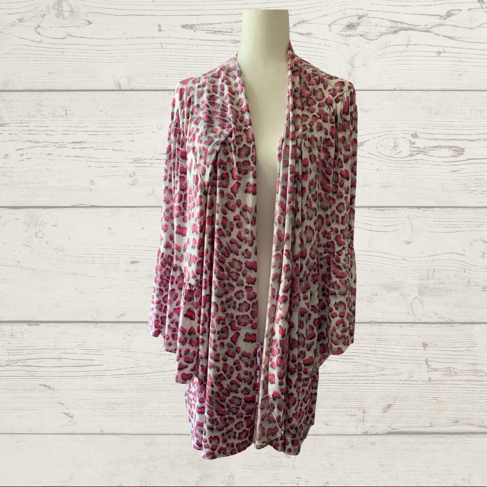 Pink Cheetah print duster kimono 3x NWOT